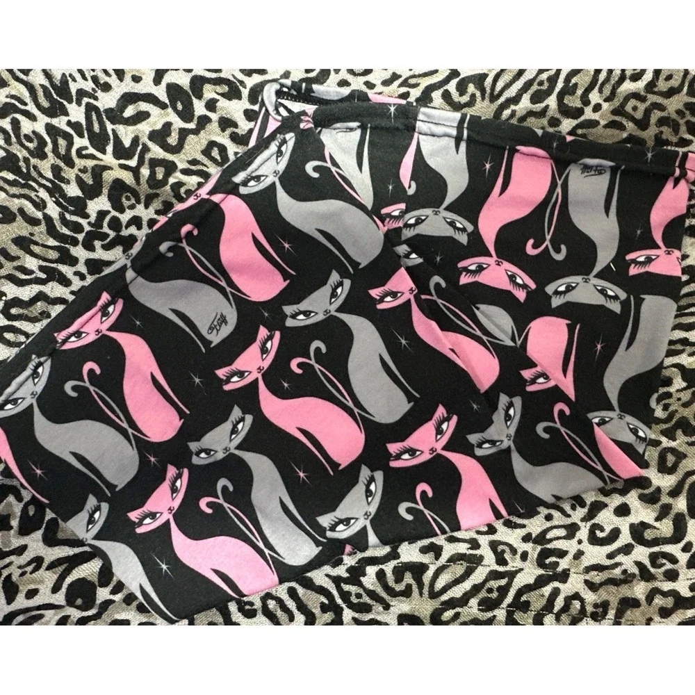 Original Miss Fluff Neck Gator Ski Snowboard Mask! Siamese Cat Pink And Grey!